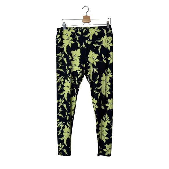 LuLaRoe Pants - Lularoe Tall and Curvy Black Yellow Tropical Floral Print Leggings Size 12-18